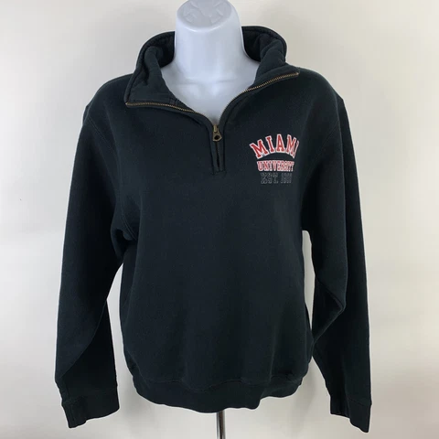 Miami University Jansport 1/4 Zip Pullover Small Black Long Sleeve Sweatshirt Cover