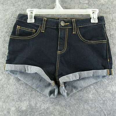 London Jean Womens Jean Shorts 4 Denim blue Dark Wash Mid Rise Cuffed Stretch  - Image 1 of 4