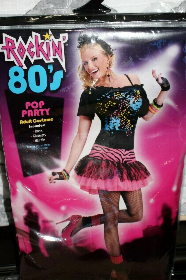 Disfraz para mujer talla pequeña mediana S/M Rockin' años 80 fiesta adulto S3 Foto 1 de 1