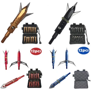 12pcs Goblin Broadheads 2.3" Cut Expandable Crossbow Arrow Tips Case Set Hunter - Picture 1 of 41