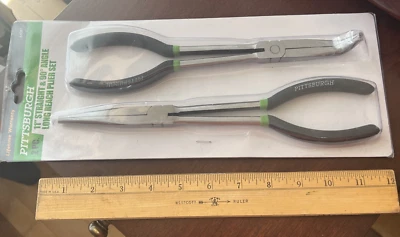 PITTSBURGH 11 in. Straight & 90° Offset Long Reach Pliers #64081 New in package - Image 1 of 4