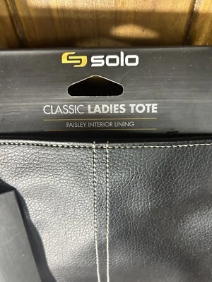 New Solo Black Leather Laptop Tote Bag with Top Zippered Closure - image 1 of 4