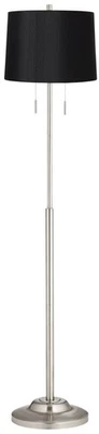 Lámpara de pie moderna Abba 66" de alto níquel cepillado negra tapa dura tambor pantalla dormitorio Foto 1 de 4