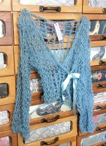 NEW! UK Designer Mohair / Wool / Acrylic  mix  Cardigan Hand Knitted UK 8-10 - Picture 1 of 8