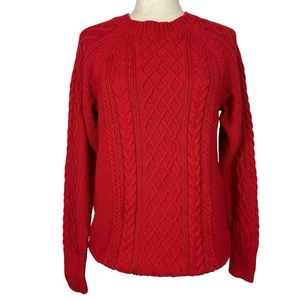 Maglione GAP donna grande rosso maglia cavo pullover moderno girocollo preppy pescatore - Foto 1 di 12