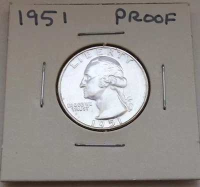 1951 Proof Washington Quarter Uncirculated 90% Silver Gem - Image 1 of 2