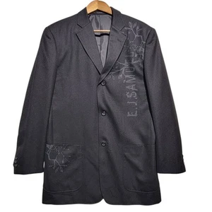 EJ Samuel Black Suit Coat Jacket Blazer Men's Size 40R Tree Branches - Picture 1 of 7