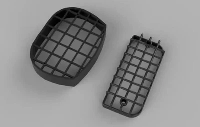 COPPIA GRIGLIA PARASASSI MASCHERINA FARO ANTERIORE POSTERIORE PIAGGIO CIAO NERA - Immagine 1 di 2