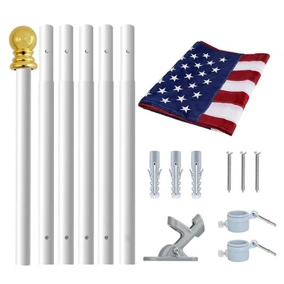 Aluminum Hand-Crank Flagpole for House - 6ft Extendable Outdoor Flag Pole wit... - Image 1 of 4