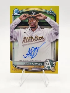 2025 Bowman 1st Chrome Prospects Auto Ayden Johnson Yellow /75 #CPA-AJ Athletics - Bild 1 von 2