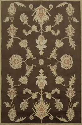 Elegant Oriental Brown Area Rug 8x11 for Sophisticated Home Interiors Carpet - Image 1 of 4