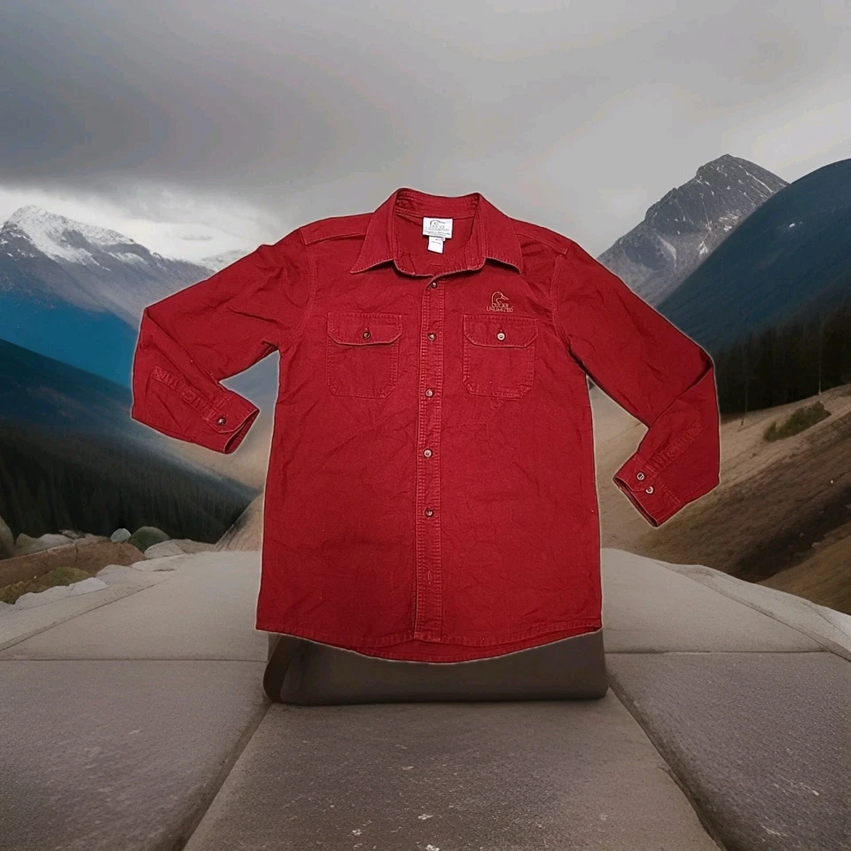 Ducks Unlimited Logo Red Chamois Long Sleeve Button Front Shirt Mens Medium - Image 1 of 4