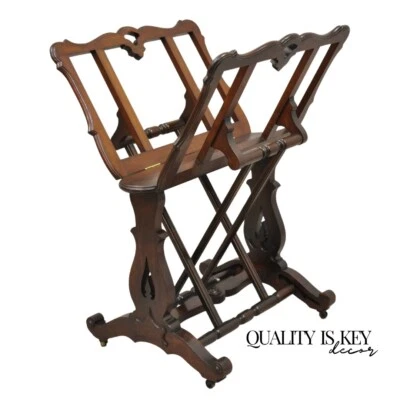 Antiguo soporte ajustable con estampado de folio de nogal negro tallado victoriano americano Foto 1 de 4