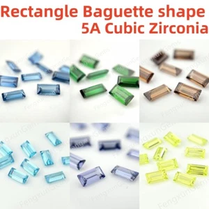 2x4~3x6mm Rectangle Baguette Cut Green Blue Loose Cubic Zirconia Beads for Ring - Picture 1 of 25
