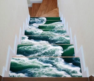 3D Dark Green Sea G9 Stair Risers Decoration Photo Mural Vinyl Decal Wallpaper E - Picture 1 of 6