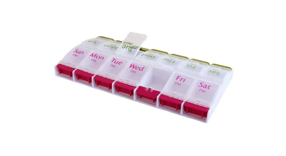 AM-PM FLIP UP PUSH BUTTON PILL BOX - Image 1 of 1