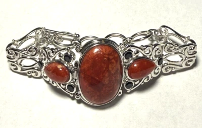 Red Sponge Coral Bracelel Sterling  Spinel  Accents Gems En Vogue Chapal Zenray - Изображение 1 из 4