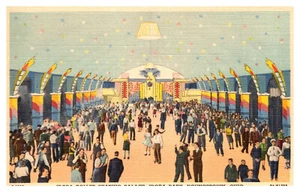 YOUNGSTOWN, OHIO - BUSY IDORA ROLLER SKATING PALACE - INTERIOR - LINEN POSTCARD - Picture 1 of 2