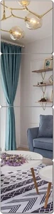 Full Length Wall Mirror 4Piece Acrylic Shatterproof Gym Mirror kids 8x8 NonGlass - Picture 1 of 6