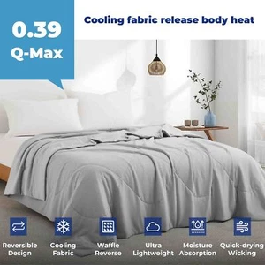 Oversized Summer Cooling Waffle Blanket Comforter Reversible Q-max 0.39 Cool - Picture 1 of 21