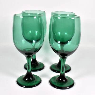 Set of 4 Libbey Juniper Green 10oz Glass Goblets Foto 1 de 4
