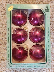 VINTAGE KREBS GLAS GRANAT FARBE WEIHNACHTSSCHMUCK 2-1/2" 6ER SET - Bild 1 von 2