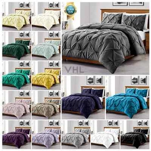 Pintuck Duvet Cover Set Pleated Bedding Polycotton Quilt Set Single Double King - Picture 1 of 66
