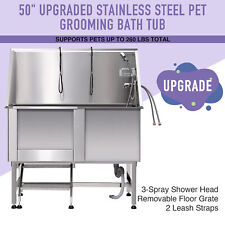 50" Stainless Steel Dog Grooming Bath Tub Kit Pet Bathing Station Wash Shower