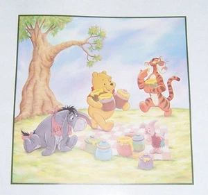 framed Winnie the Pooh Picnic print Tigger Eeyore Piglet 100 Acre Wood honeypot - Picture 1 of 4