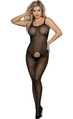 Lau-Fashion Bodystocking Netzkleid Catsuit Dessous Fischnetz Gogo Reizwäsche