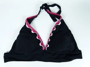 Profile Womens Navy Blue / White / Pink Ruffle Bikini Top Size USA 12 - Picture 1 of 4
