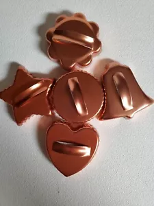 Copper Aluminum Cookie Cutters Christmas Lot Of 5 Circle Bell Star Heart Flower - Picture 1 of 9