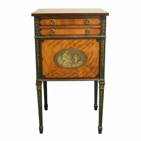 18th Century English George III Painted Satinwood Side Cabinet Cover