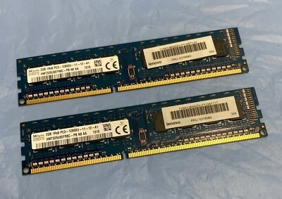 4GB Kit (2x2GB) SK Hynix Lenovo 03T6580 PC3-12800U DDR3 Non-ECC Computer Memory - Image 1 of 4