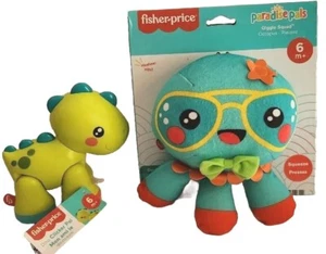 Dinosaur Clicker Pal+ Paradise Pal Octopus Giggle Squad Plush Fisher Price Set 2 - Picture 1 of 9