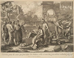 AUDRAN (*1670) nach BOURDON (*1616), Nebusar-Adan bei Jeremias, um 1700, KSt. - Bild 1 von 4