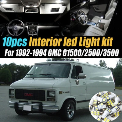 10Pc Car Interior LED White Light Bulb Kit for 1992-1994 GMC G1500/2500/3500 - Image 1 of 4