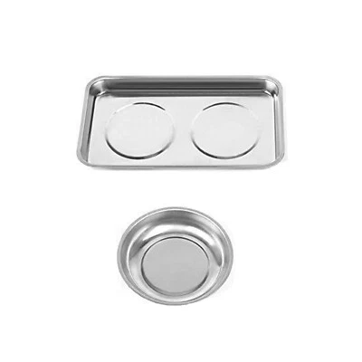 Juego de bandejas de piezas magnéticas de 2 piezas, bandeja de piezas de alta resistencia de acero inoxidable Foto 1 de 3