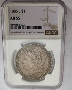 1886-S Morgan Silver Dollar Coin NGC AU 55 Ultra Rare - Picture 1 of 2