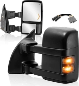 Par de espejos retrovisores de remolque para Ford F250-F550 2008-2016, señal térmica eléctrica - negro - Imagen 1 de 10