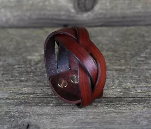 Braunes Lederarmband, Damenmanschette, Herrenarmband, Lederaccessoires. - Bild 1 von 10