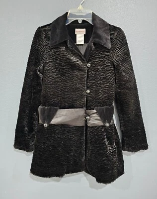 Abrigo de vestir de terciopelo texturizado negro AMERICAN GIRL niña joven 10 Foto 1 de 4