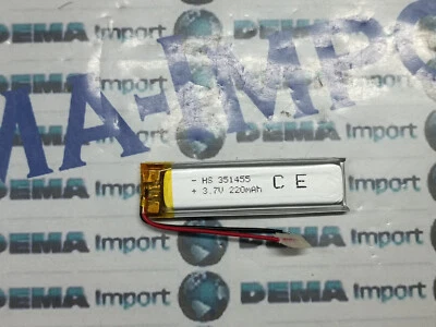 Batterie a litio ricaricabile 3,7 v 220mAh 351455 digitale cuffie,orologi,blueto - Immagine 1 di 2