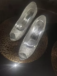 Brautschuhe Pumps Weiss/Silber Gr. 38 Damen Hochzeit Elegant - Bild 1 von 5