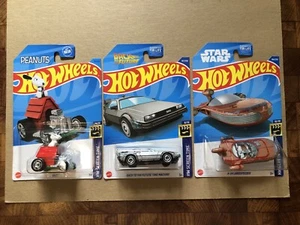Hot Wheels SCREENTIME Lot (3) — SNOOPY + BACK TO THE FUTURE + LANDSPEEDER — NEW - Picture 1 of 15