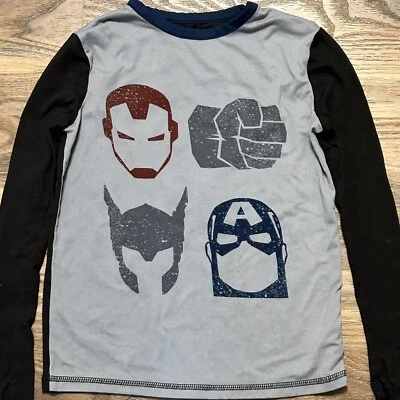 Boys Marvel The Avengers Thermal Shirt Top Size Medium M Iron Man Hulk Cap Thor - Image 1 of 3