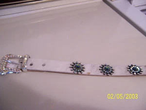Cowhide Rhinestone Rowel Belt - Picture 1 of 5