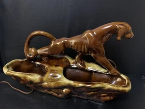 Vtg TV Lamp Panther Planter 1950’s Mid Century Modern Phil-Mar Brown Cat MCM - Picture 1 of 15