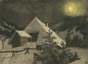 CARL RANG - Winternacht unter Vollmond - Aquatintaradierung, um 1930 - Picture 1 of 2