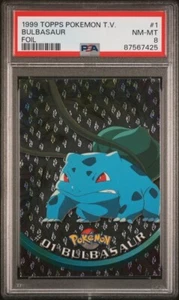 Pokémon Topps • Bulbasaur • Holo • 1999 • Flame • Foil • Black Logo Psa 8 - Picture 1 of 2